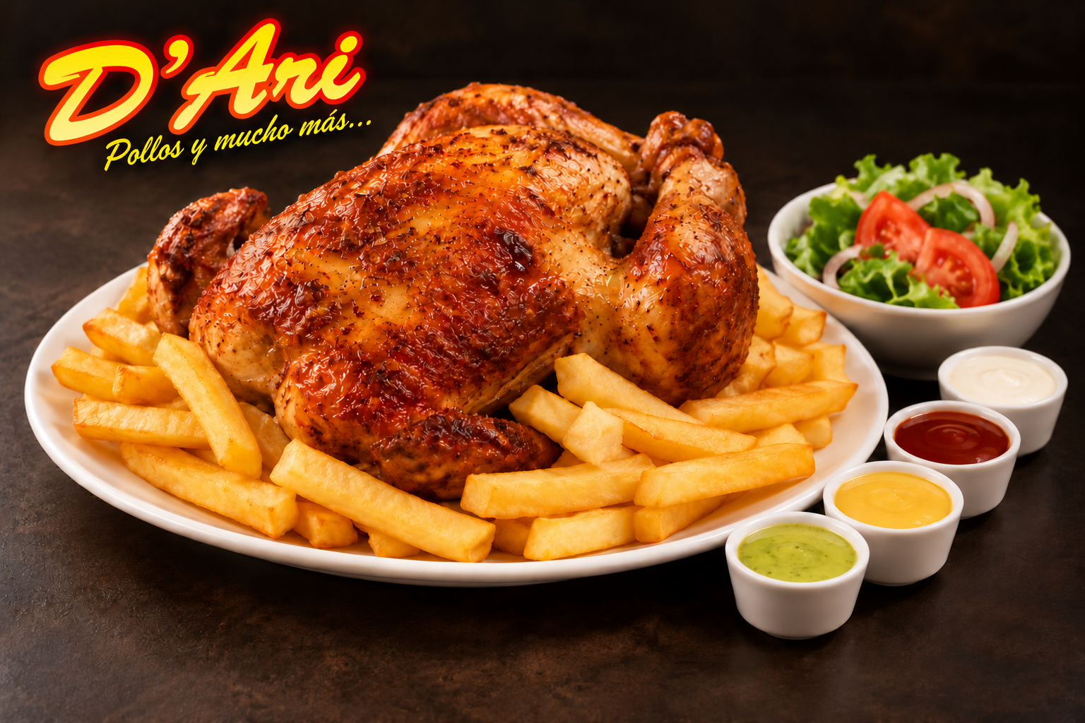 Pollo a la brasa con la marca D’Ari